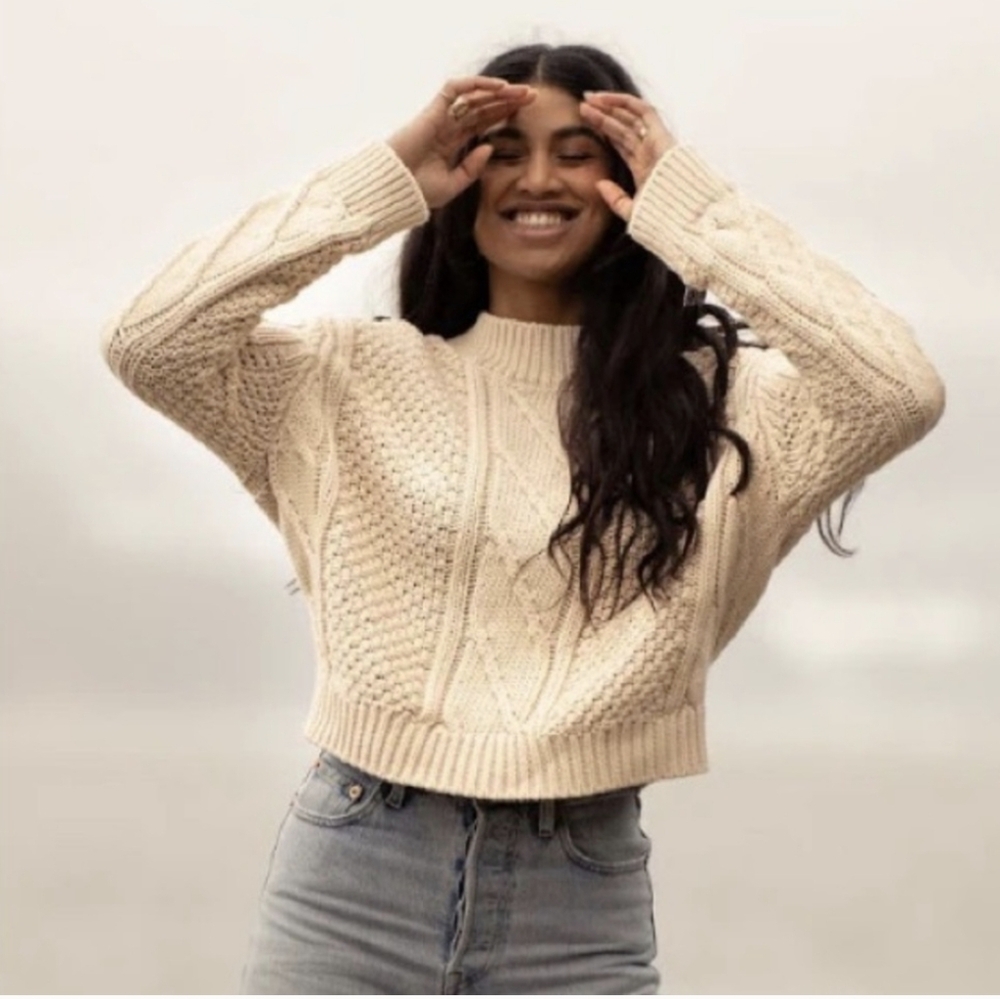 Jackson Rowe Cream Cable Knit Sweater